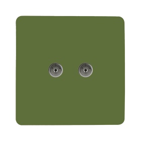 ART-2TVSMG  Twin TV Co-Axial Outlet Moss Green